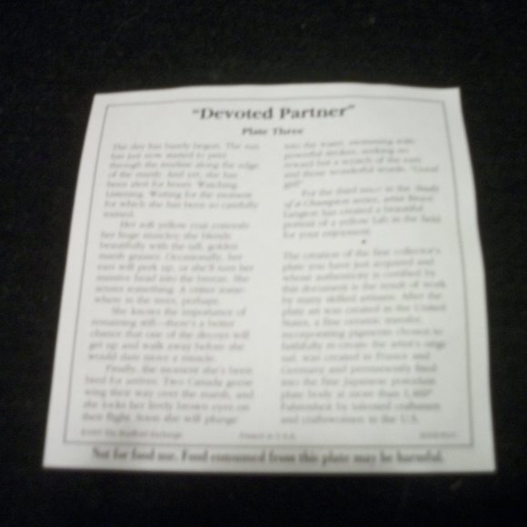 DOG PLATE DEVOTED PARTNER #2346A BRADFORD EXCHANGE - Picture 3 of 3